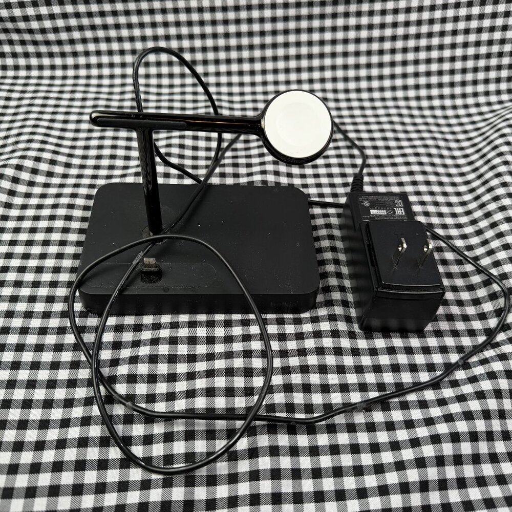 Belkin Apple Watch + iPhone Charging Dock Stand Black Model F8J183 Power Adapter